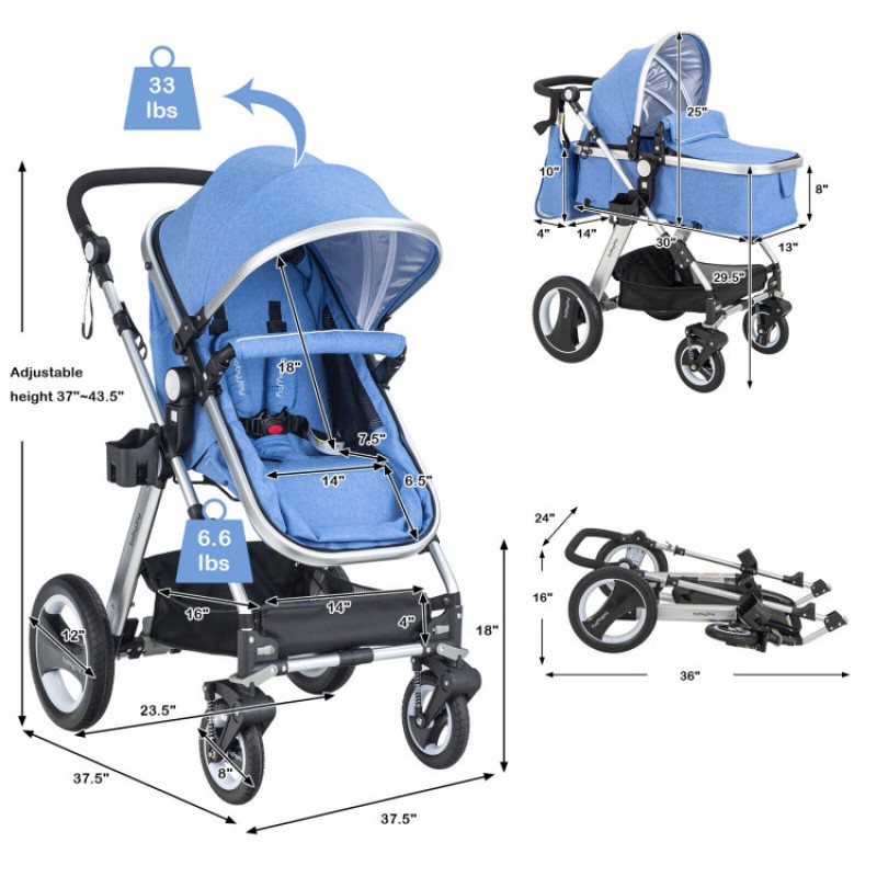 Folding Aluminum Baby Stroller Baby Jogger with Diaper Bag Folding Aluminum Baby Stroller Baby Jogger with Diaper Bag