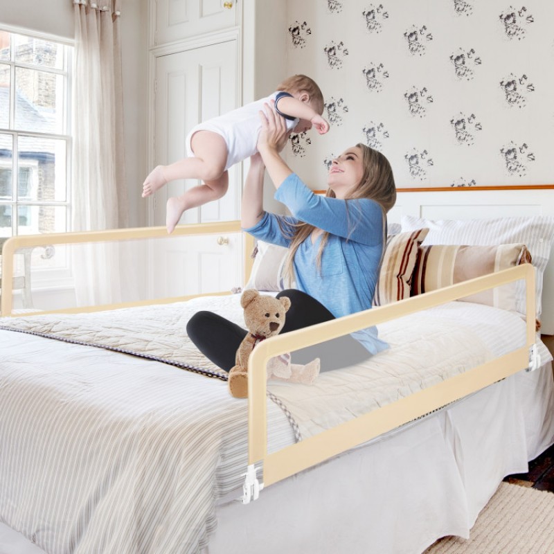 59 Inch Folding Breathable Baby Bed Rail Guard with Safety Strap 59 Inch Folding Breathable Baby Bed Rail Guard with Safety Strap