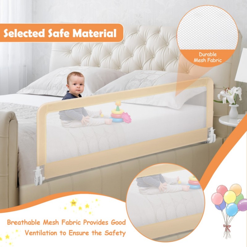 59 Inch Folding Breathable Baby Bed Rail Guard with Safety Strap 59 Inch Folding Breathable Baby Bed Rail Guard with Safety Strap