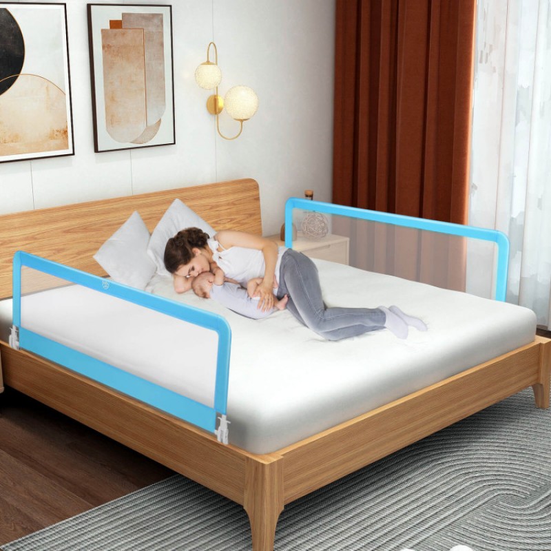 59 Inch Folding Breathable Baby Bed Rail Guard with Safety Strap 59 Inch Folding Breathable Baby Bed Rail Guard with Safety Strap