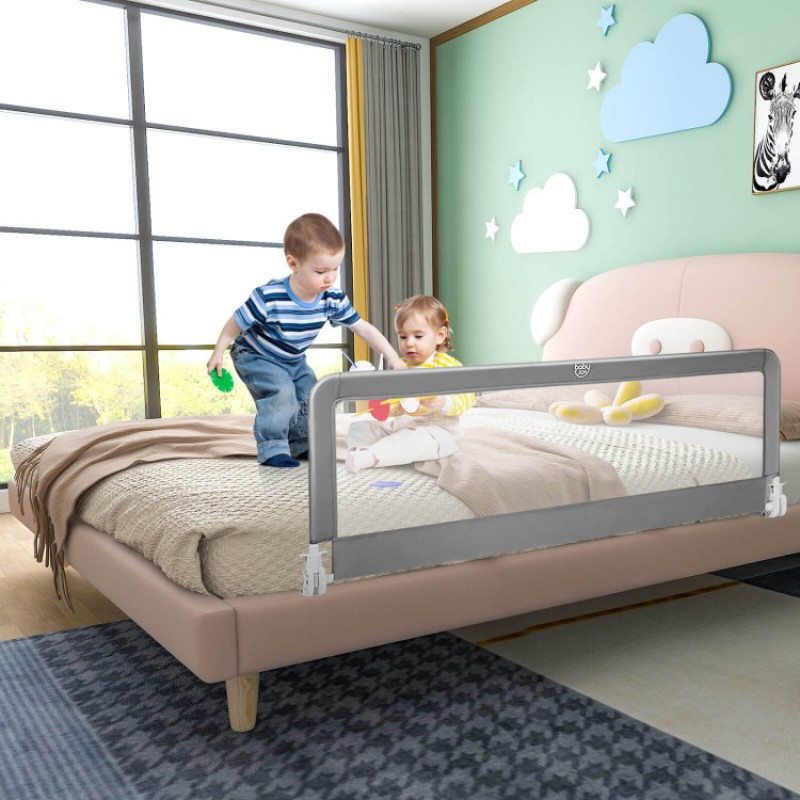 59 Inch Folding Breathable Baby Bed Rail Guard with Safety Strap 59 Inch Folding Breathable Baby Bed Rail Guard with Safety Strap
