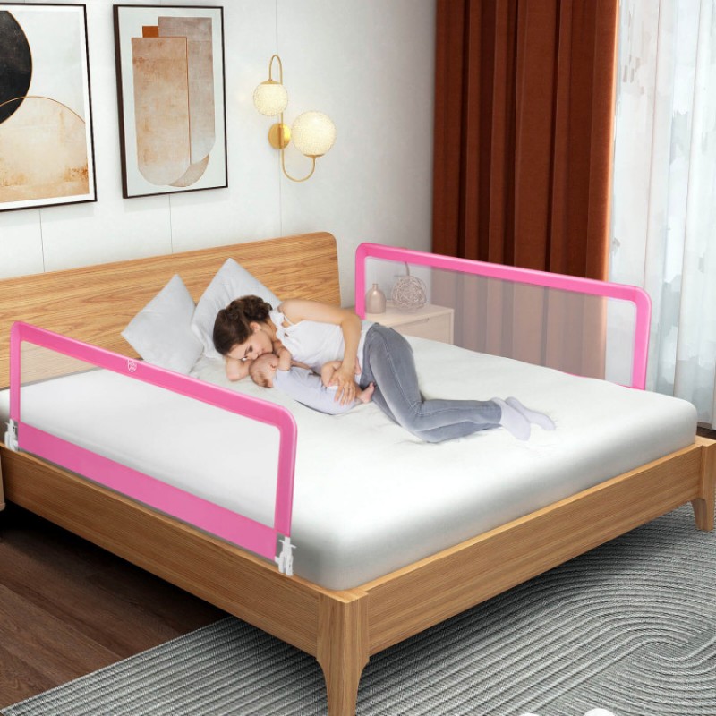 59 Inch Folding Breathable Baby Bed Rail Guard with Safety Strap 59 Inch Folding Breathable Baby Bed Rail Guard with Safety Strap