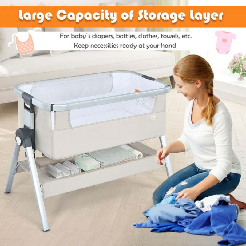 Baby Bedside Bassinet with Storage Basket and Wheels Baby Bedside Bassinet with Storage Basket and Wheels