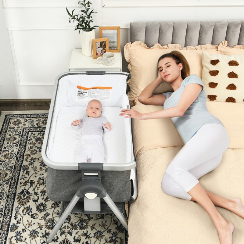 Baby Bedside Bassinet with Storage Basket and Wheels Baby Bedside Bassinet with Storage Basket and Wheels