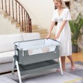 Baby Bedside Bassinet with Storage Basket and Wheels