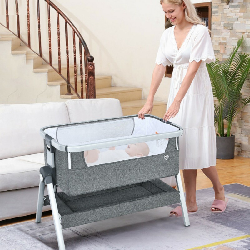 Baby Bedside Bassinet with Storage Basket and Wheels Baby Bedside Bassinet with Storage Basket and Wheels