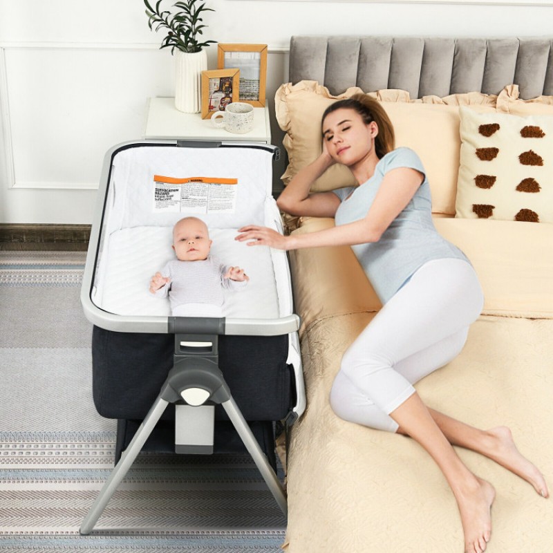 Baby Bedside Bassinet with Storage Basket and Wheels Baby Bedside Bassinet with Storage Basket and Wheels