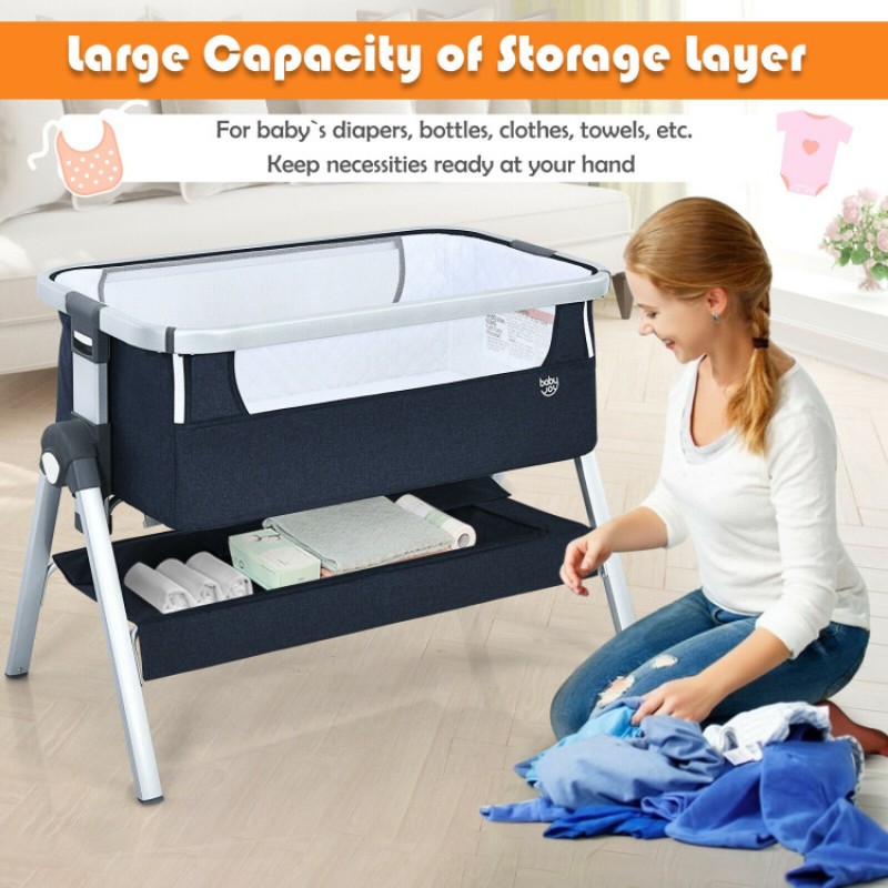 Baby Bedside Bassinet with Storage Basket and Wheels Baby Bedside Bassinet with Storage Basket and Wheels