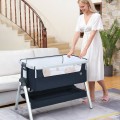 Baby Bedside Bassinet with Storage Basket and Wheels