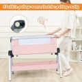 Baby Bedside Bassinet with Storage Basket and Wheels