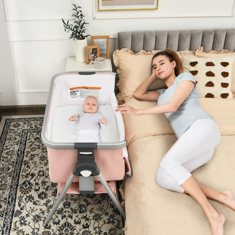 Baby Bedside Bassinet with Storage Basket and Wheels Baby Bedside Bassinet with Storage Basket and Wheels
