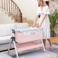 Baby Bedside Bassinet with Storage Basket and Wheels