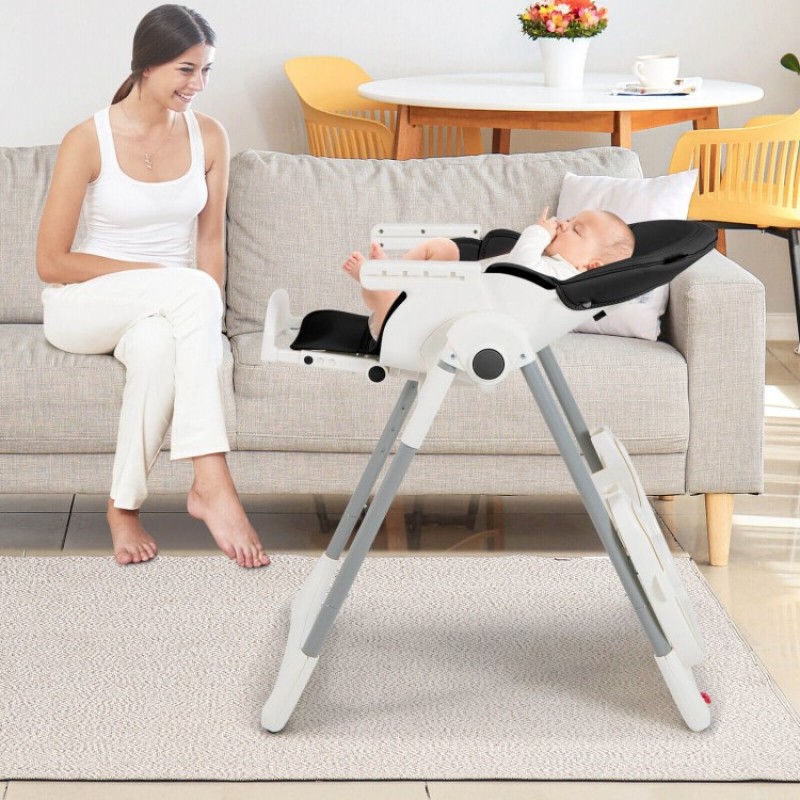 4-in-1 Foldable Baby High Chair with 7 Adjustable Heights and Free Toys Bar 4-in-1 Foldable Baby High Chair with 7 Adjustable Heights and Free Toys Bar