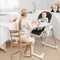 4-in-1 Foldable Baby High Chair with 7 Adjustable Heights and Free Toys Bar