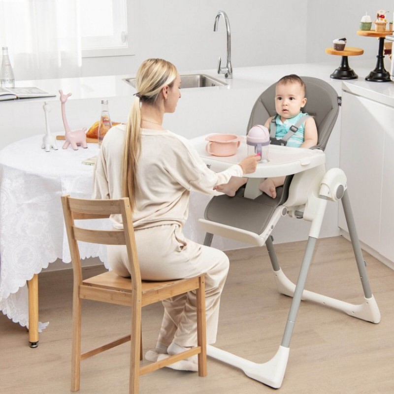 4-in-1 Foldable Baby High Chair with 7 Adjustable Heights and Free Toys Bar 4-in-1 Foldable Baby High Chair with 7 Adjustable Heights and Free Toys Bar