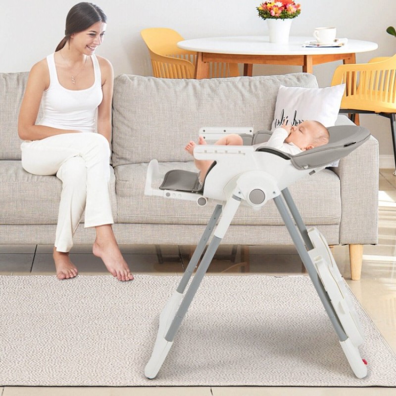 4-in-1 Foldable Baby High Chair with 7 Adjustable Heights and Free Toys Bar 4-in-1 Foldable Baby High Chair with 7 Adjustable Heights and Free Toys Bar