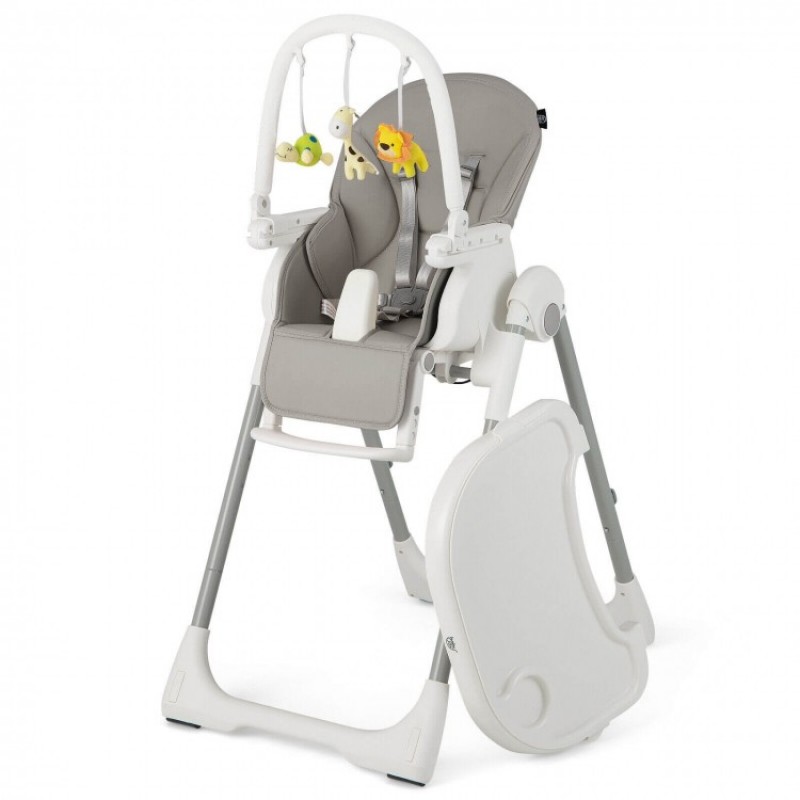 4-in-1 Foldable Baby High Chair with 7 Adjustable Heights and Free Toys Bar 4-in-1 Foldable Baby High Chair with 7 Adjustable Heights and Free Toys Bar