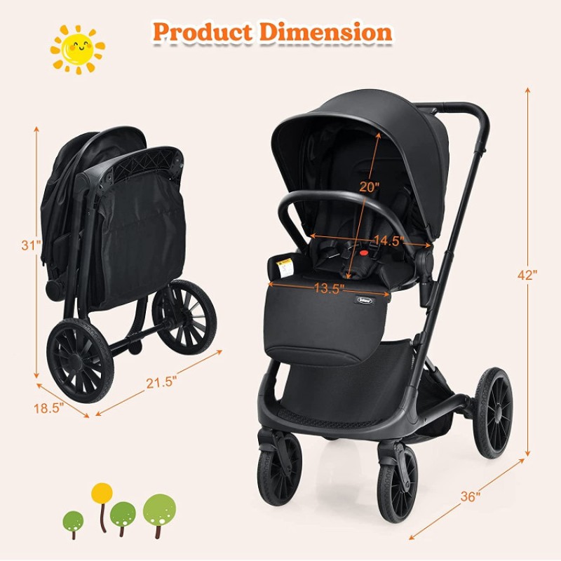 2-in-1 Convertible Baby Stroller with Oversized Storage Basket 2-in-1 Convertible Baby Stroller with Oversized Storage Basket