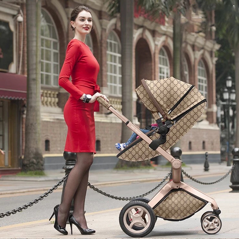 Hotmom Baby Stroller High Landscape Pram 2-In-1 Toddler Carriage