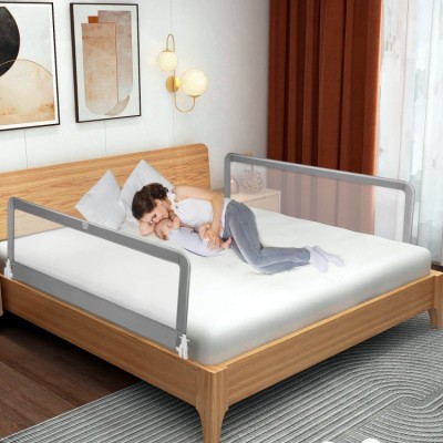 59 Inch Folding Breathable Baby Bed Rail Guard with Safety Strap 59 Inch Folding Breathable Baby Bed Rail Guard with Safety Strap
