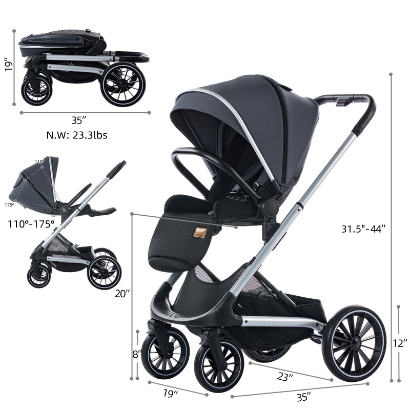 SteAnny Convertible Baby Stroller, Foldable Newborn Pram, Baby Carriage, Standard Stroller Suit Toddler Infant SteAnny Convertible Baby Stroller, Foldable Newborn Pram, Baby Carriage, Standard Stroller Suit Toddler Infant