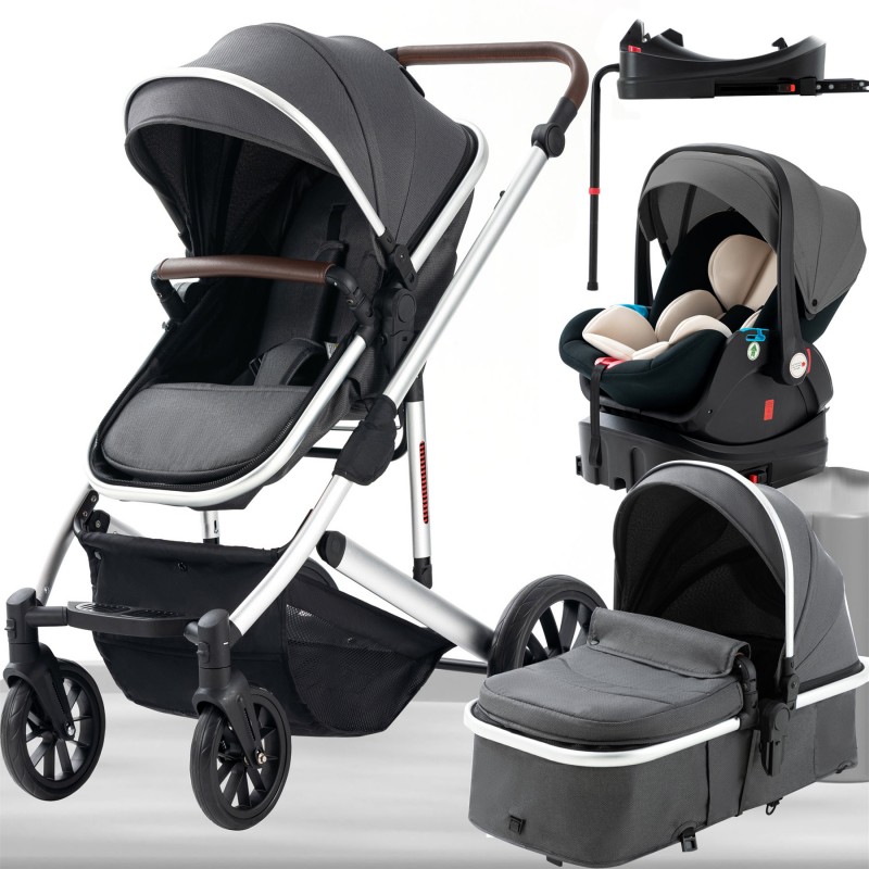 Steanny 5-IN-1 Baby Stroller Travel System - Multifunction Pram With Car Seat and Base