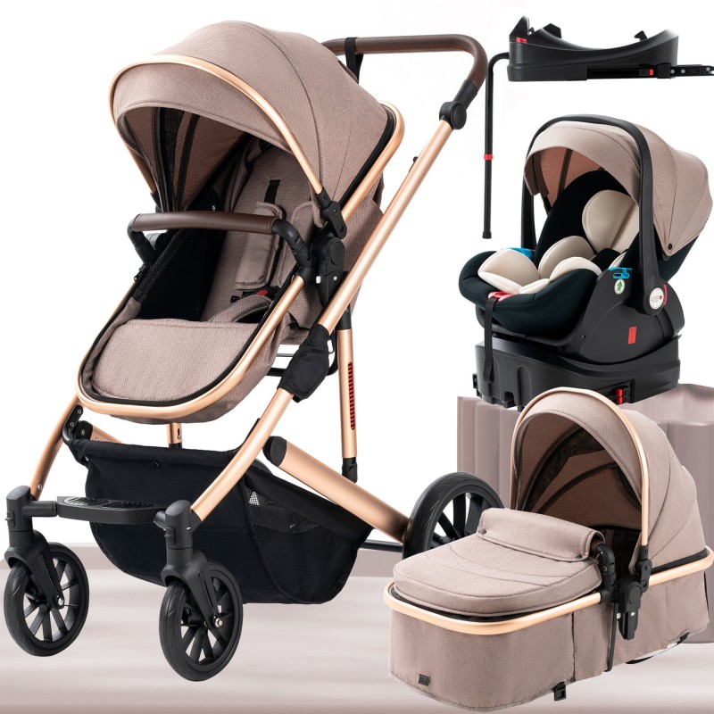 Steanny 5-IN-1 Baby Stroller Travel System - Multifunction Pram With Car Seat and Base