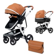 SteAnny Standard Baby Stroller Foldable Portable Pram Unisex Infant Carriage PU Leather SteAnny Standard Baby Stroller Foldable Portable Pram Unisex Infant Carriage PU Leather